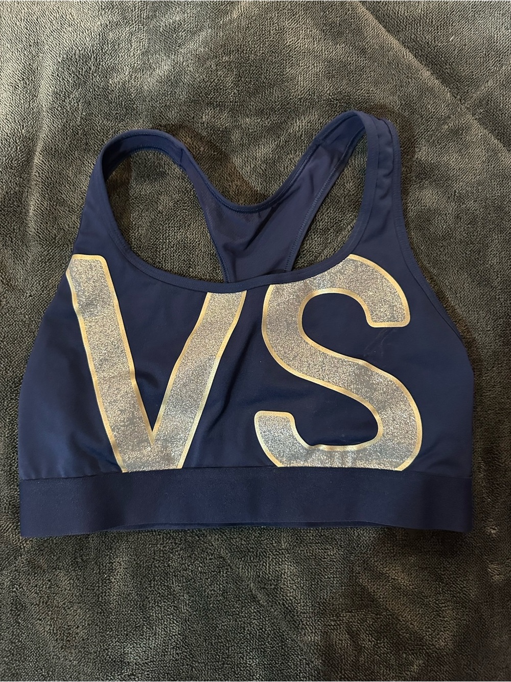 VS Navy Sports Bra with Silver Lettering - Women Intimates & Sleepwear